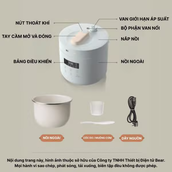 Nồi áp suất điện Bear 2.5L YLB-A25F1 (PC-4H25R) - ảnh 2