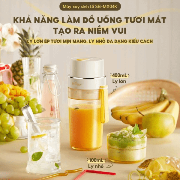 Máy xay sinh tố cầm tay Bear 0.4L + 0.1L 70W BL-4H05Z (LLJ-K05V8)