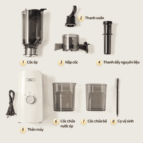 Máy ép chậm 0.8L 130W Bear SJ-4H01U (YZJ-F01D6)