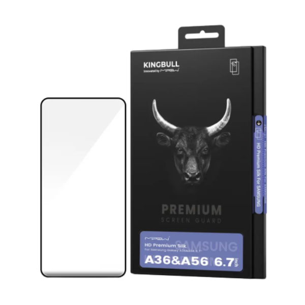 Dán kính cường lực Samsung Galaxy A36/A56 viền đen Mipow KingBull HD Premium Silk