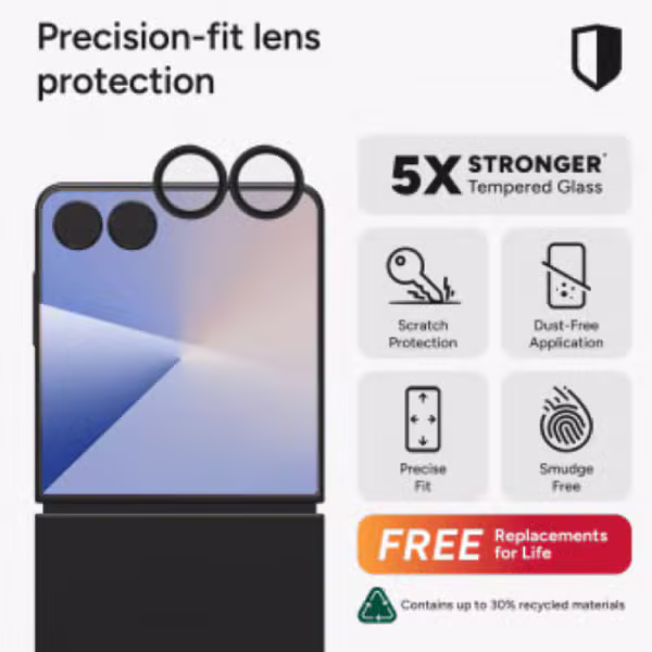 Dán kính cường lực camera Samsung Galaxy Z Flip7 ZAGG Glass Elite - ảnh 2