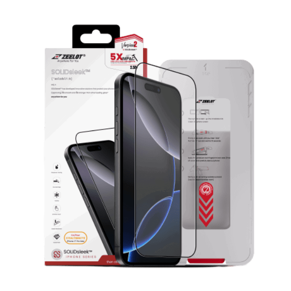 Dán kính cường lực iPhone 17 pro max zeelot solidsleek 2.5d chống ánh sáng xanh