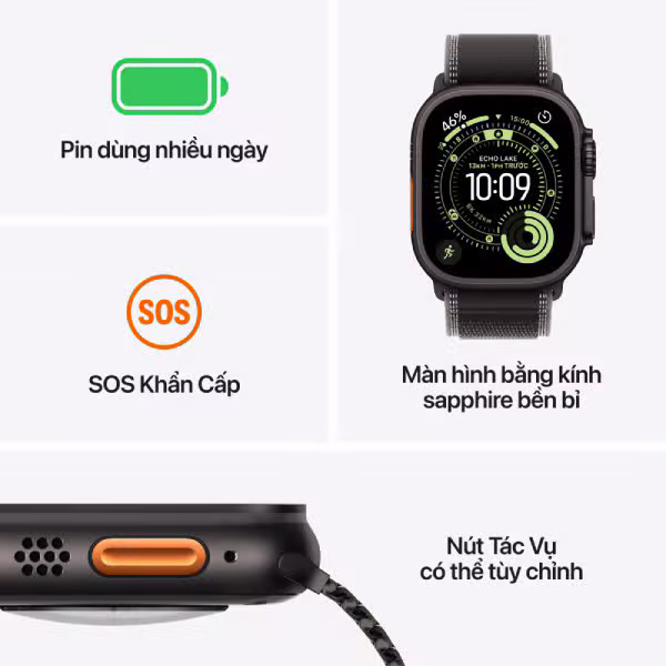Apple Watch Ultra 3 (2025) 49mm (5G) Viền Titan - Dây Ocean - ảnh 3