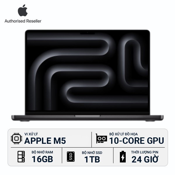MacBook Pro 14 inch M5 10‑core CPU | 10‑core GPU 16GB/1TB Chính Hãng