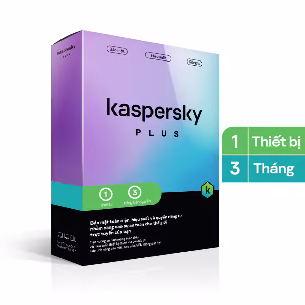 Phần mềm diệt virus Kaspersky Plus 1 thiết bị/ 3 tháng