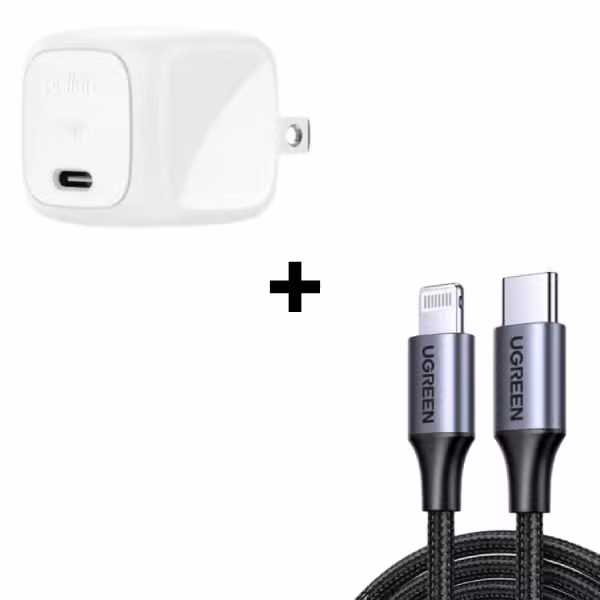 Bộ Combo cáp sạc Belkin - Ugreen 30W Type-C to Lightning (Củ trắng - Cáp đen)