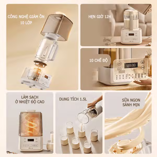 Máy làm sữa hạt đa năng 1.5L 1000W Bear PBJ-F01G1 (HB-5H01K52) - ảnh 7