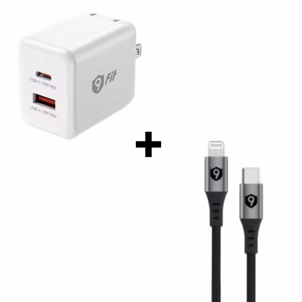 Bộ Combo cáp sạc 9Fit 35W Type-C to Lightning (Củ trắng - Cáp đen) - ảnh 1