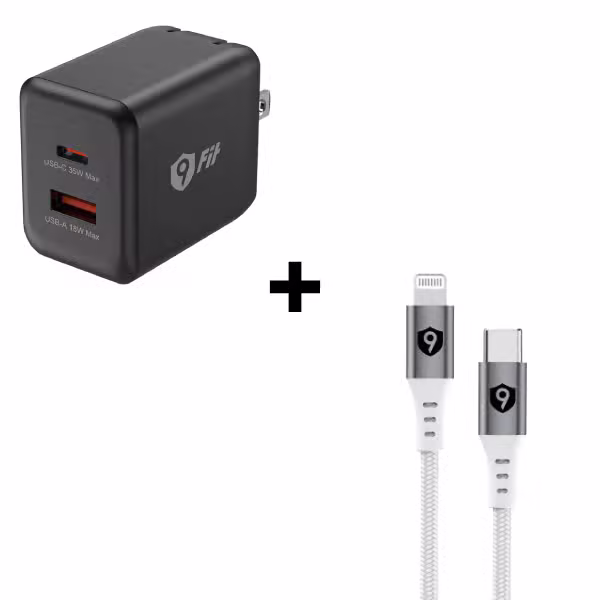 Bộ Combo cáp sạc 9Fit 35W Type-C to Lightning (Củ đen - Cáp trắng) - ảnh 1