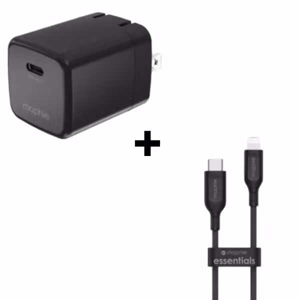 Bộ Combo cáp sạc Mophie Essentials 30W USB-C to Lightning màu đen