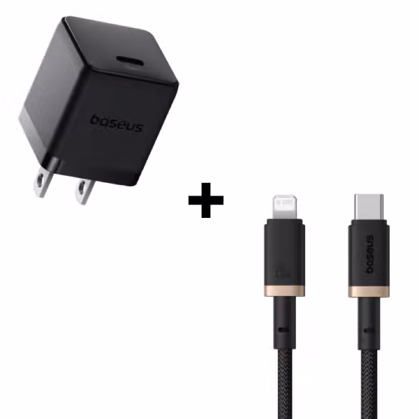 Bộ Combo cáp sạc Baseus 20W USB-C to Lightning màu vàng đen