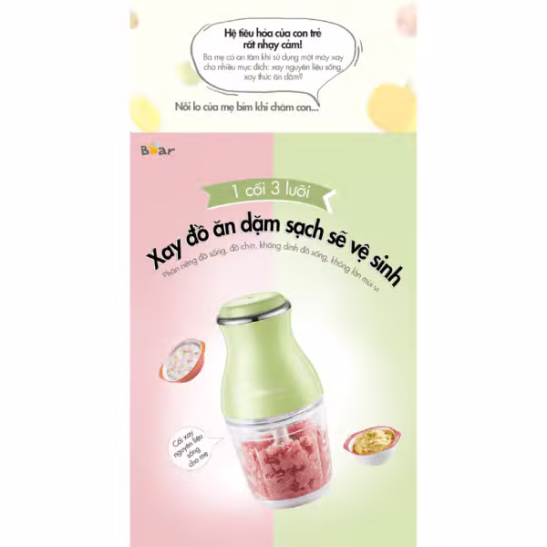 Máy xay thực phẩm đa năng 600ml 120W Bear QSJ-B02X5 (CH-4H02X) - ảnh 6