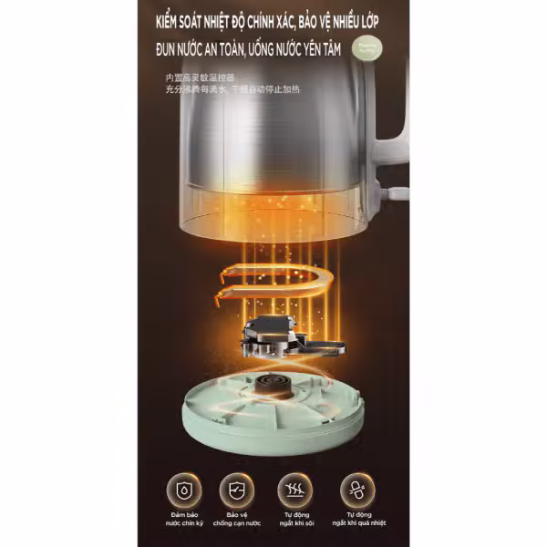 Ấm đun siêu tốc 1.5L 1500W Bear ZDH-E15S6 (EKT-155GK) - ảnh 3