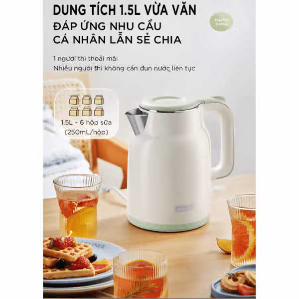Ấm đun siêu tốc 1.5L 1500W Bear ZDH-E15S6 (EKT-155GK) - ảnh 6