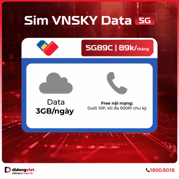 Sim VNSKY Data 5G 5G89C