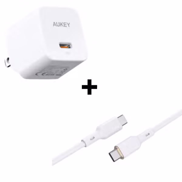 Bộ Combo cáp sạc Aukey 30W Type-C to Type-C màu trắng - ảnh 1