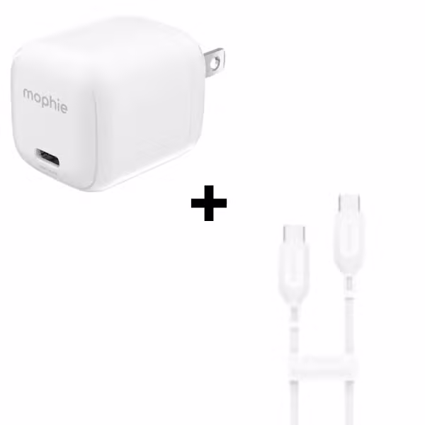 Bộ Combo cáp sạc Mophie Essential 30W Type-C to Type-C màu trắng (V2)