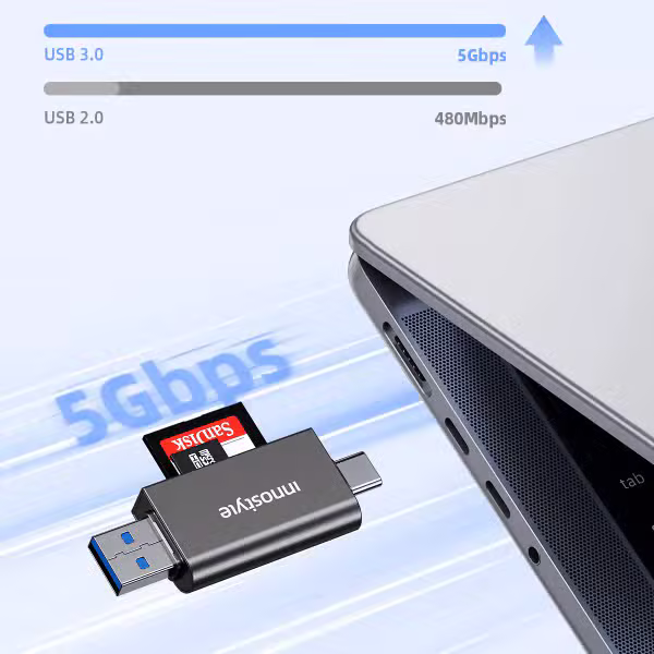Cổng chuyển OTG Innostyle NexaLink USB-C & USB-A to SD/TF Card Reader (CA-ST3) - ảnh 2