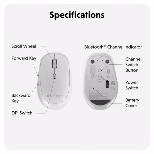 Chuột không dây Hyper HyperSpace Bluetooth mouse (HS2100GL) - ảnh 7